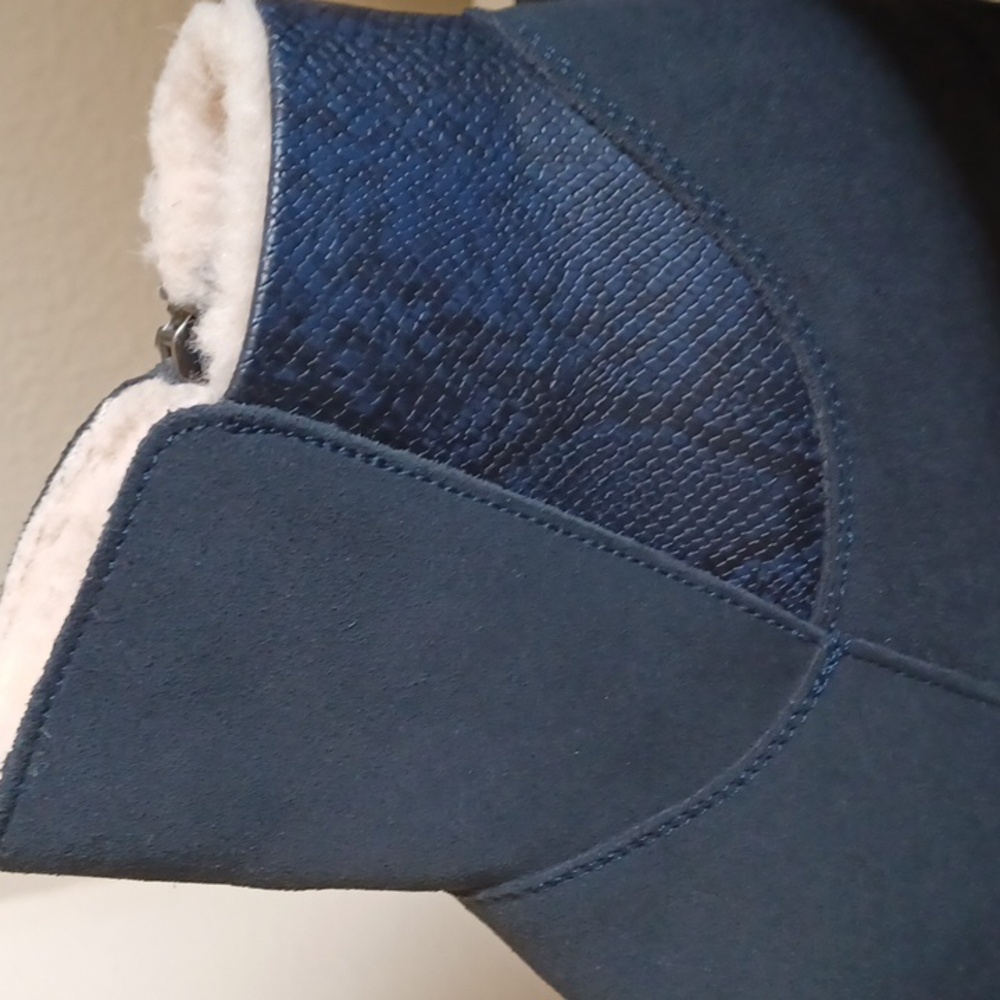 BearPaw Navy Suede Side Zip Ankle Boots - Picture 7 of 10